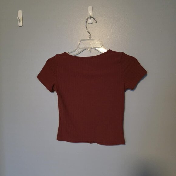 EUC Garage Crop Top Rust Colored with Faux Button front - Picture 2 of 3